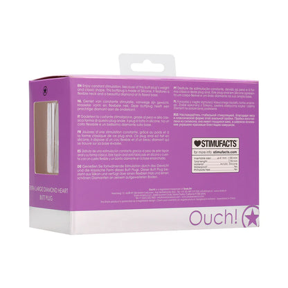 Ouch! Flexible Silicone Diamond Heart Butt Plug Purple Extra Large