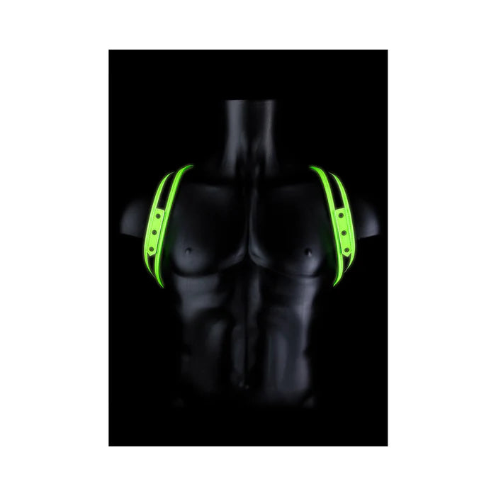 Ouch! Glow in the Dark Bonded Leather Sling Harness Neon Green L/XL