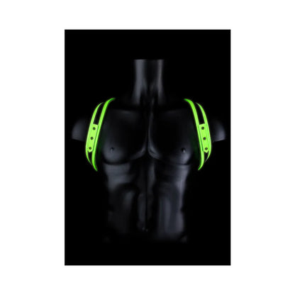 Ouch! Glow in the Dark Bonded Leather Sling Harness Neon Green L/XL