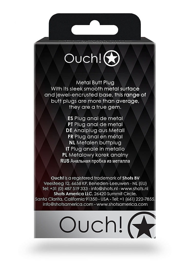 Ouch! Round Gem Butt Plug Small Silver/Ruby Red
