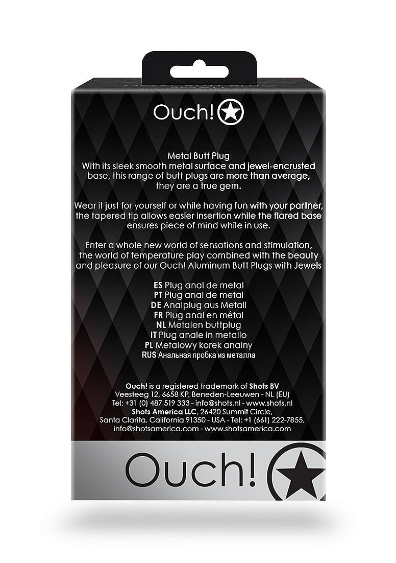 Ouch! Round Gem Butt Plug Large Silver/Diamond