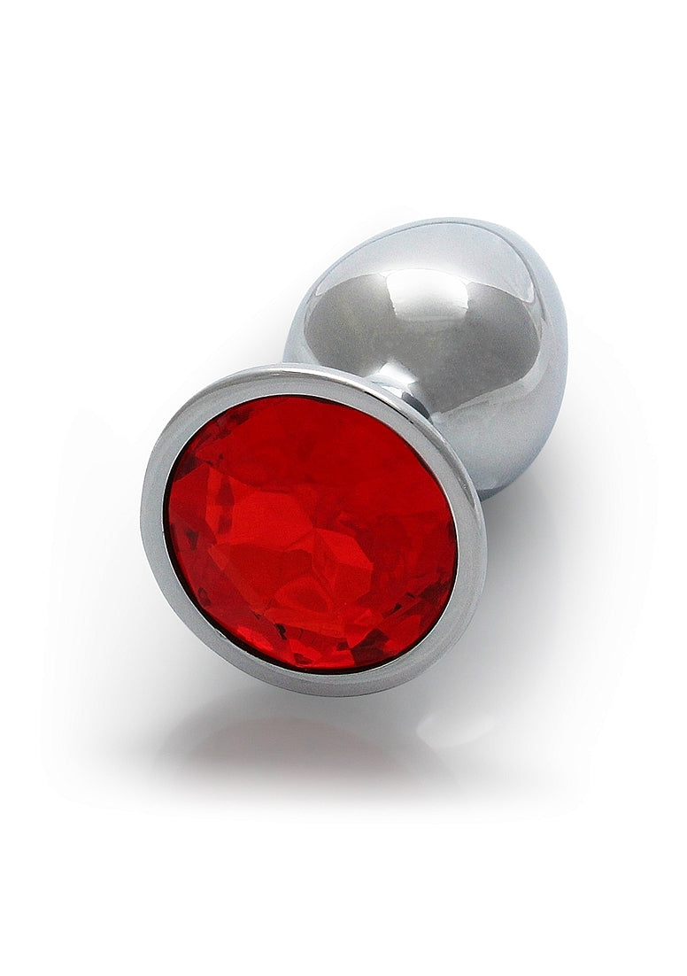Ouch! Round Gem Butt Plug Small Silver/Ruby Red