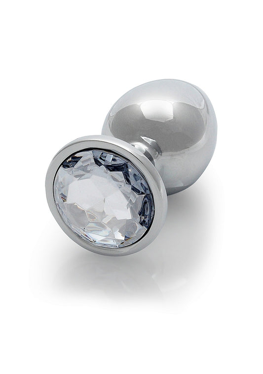 Ouch! Round Gem Butt Plug Large Silver/Diamond