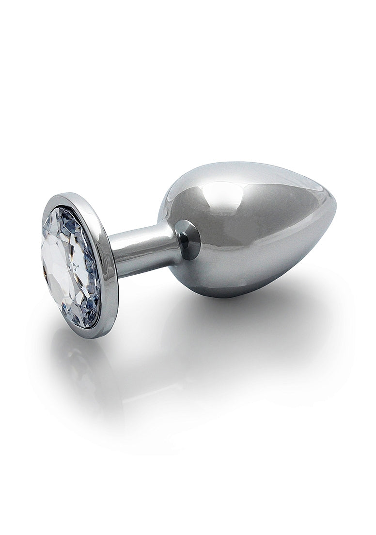 Ouch! Round Gem Butt Plug Large Silver/Diamond