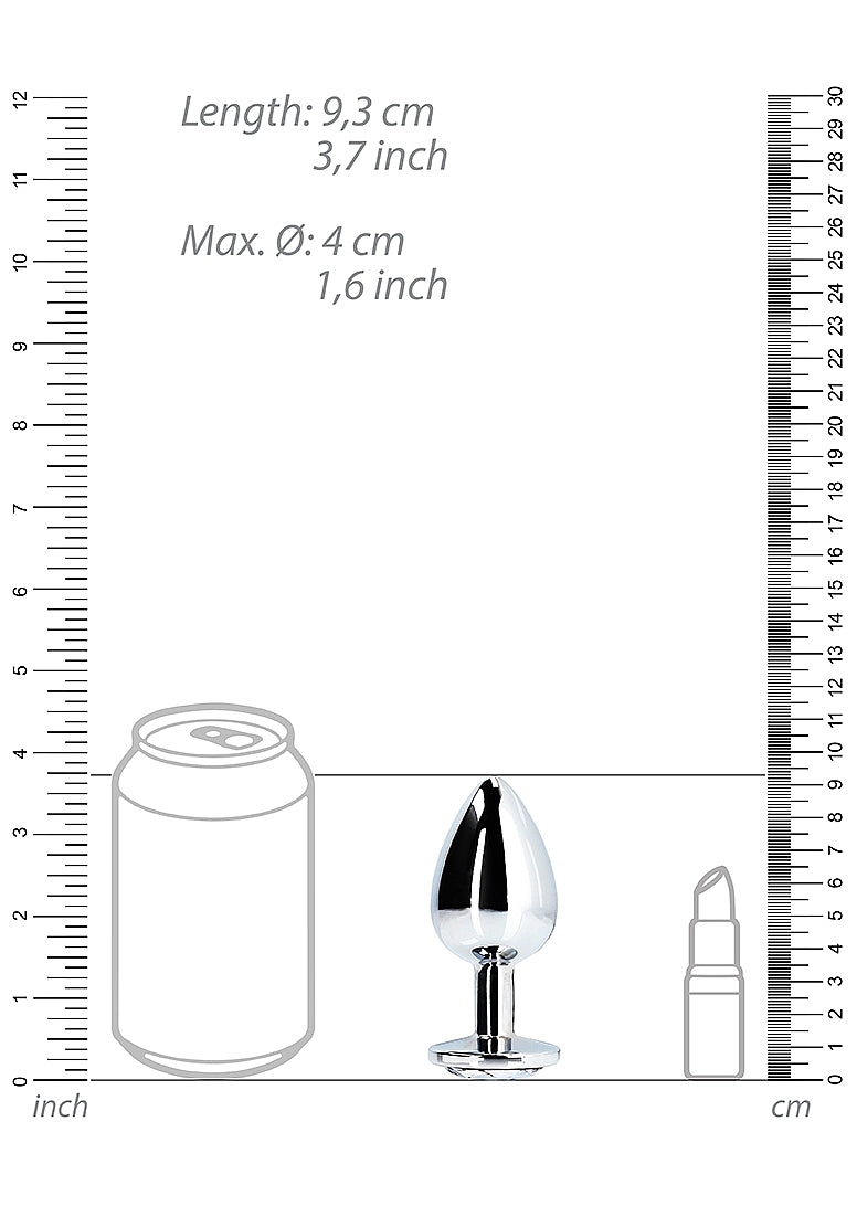 Ouch! Round Gem Butt Plug Large Silver/Diamond