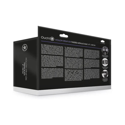 Ouch! Textured Curved 8 in. Hollow Strap-On Metallic Blue