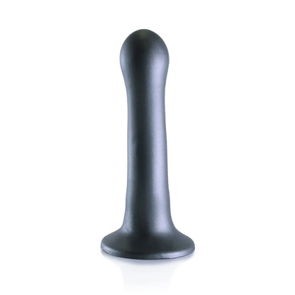 Ouch! Ultra Soft Silicone 7 in. Curvy G-Spot Dildo Gunmetal