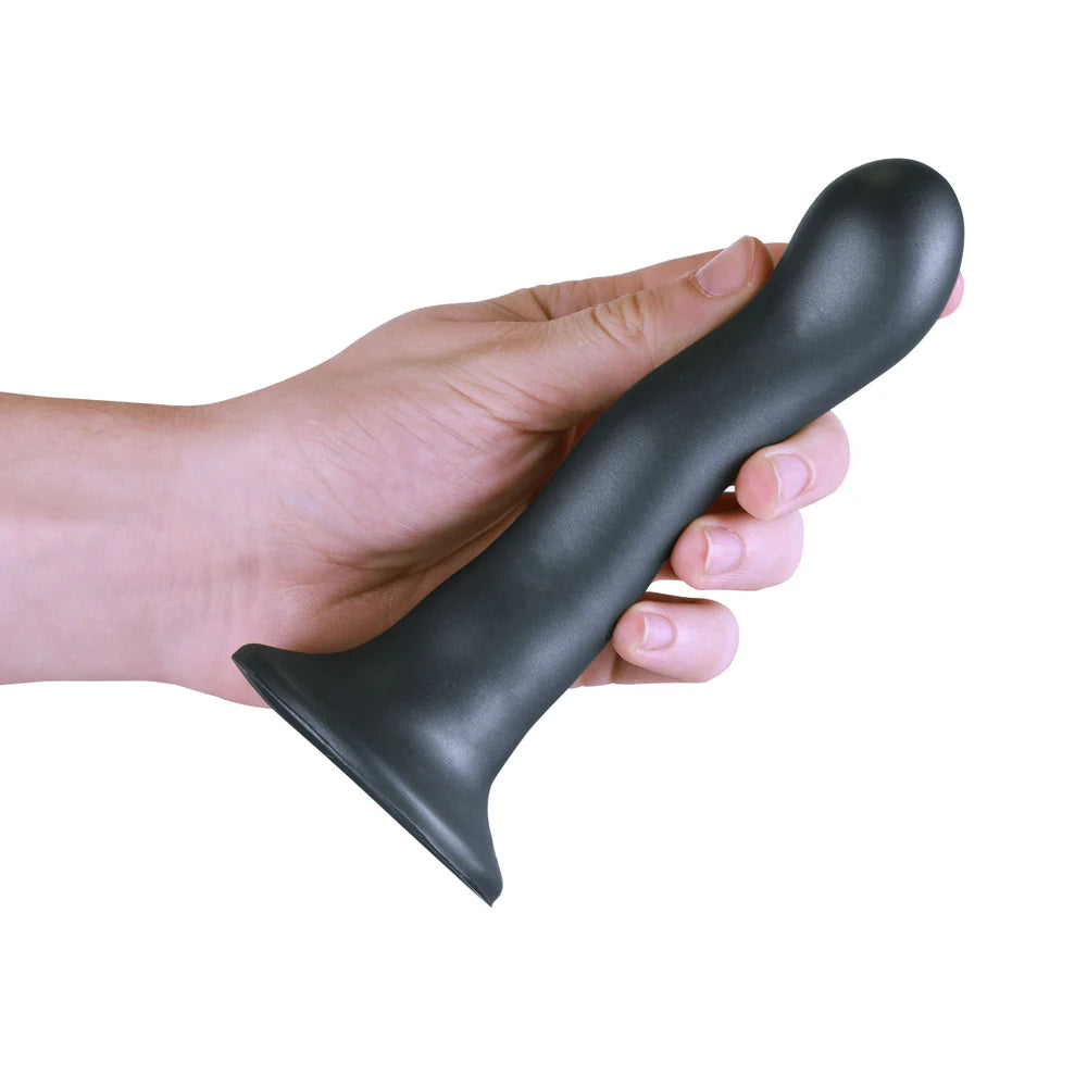 Ouch! Ultra Soft Silicone 7 in. Curvy G-Spot Dildo Gunmetal