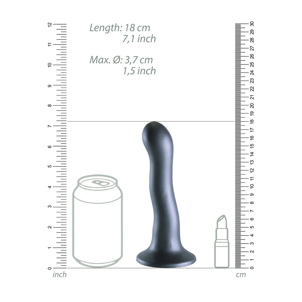 Ouch! Ultra Soft Silicone 7 in. Curvy G-Spot Dildo Gunmetal