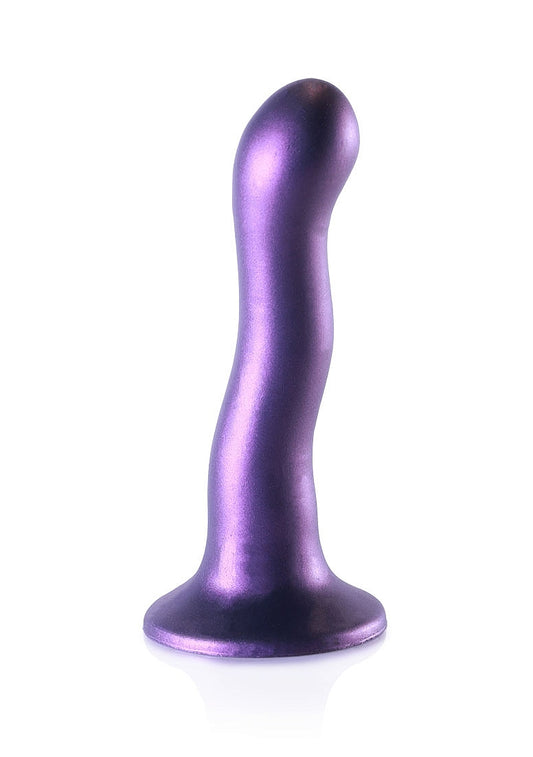 Ouch! Ultra Soft Silicone 7 in. Curvy G-Spot Dildo Metallic Purple