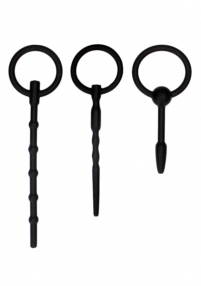 Ouch! Urethral Sounding 3-Piece Silicone Plug Set Black