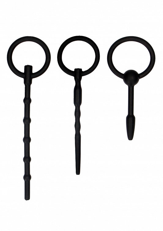 Ouch! Urethral Sounding 3-Piece Silicone Plug Set Black