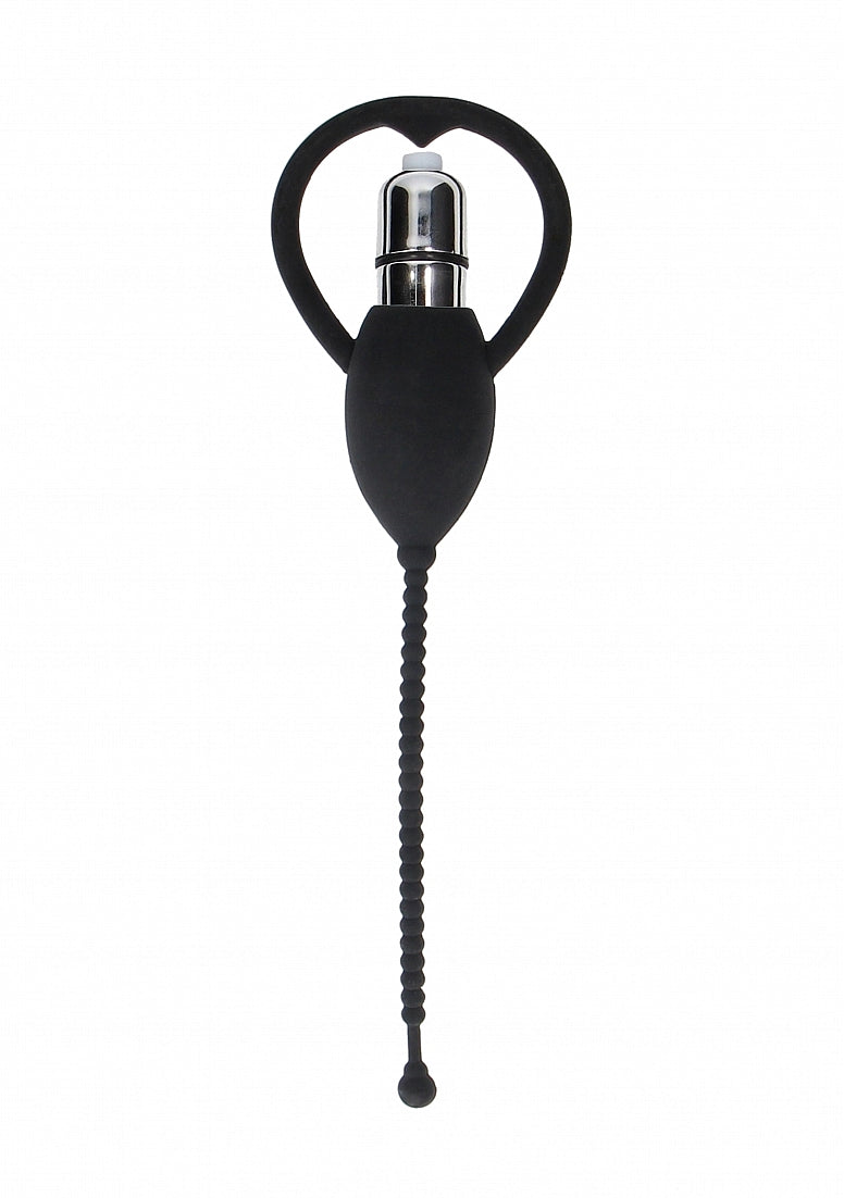 Ouch! Urethral Sounding Silicone Vibrating Bullet Plug Black