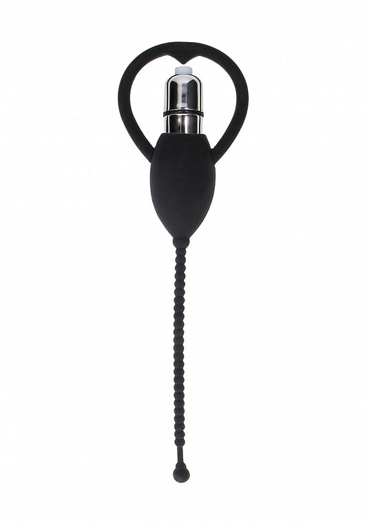 Ouch! Urethral Sounding Silicone Vibrating Bullet Plug Black