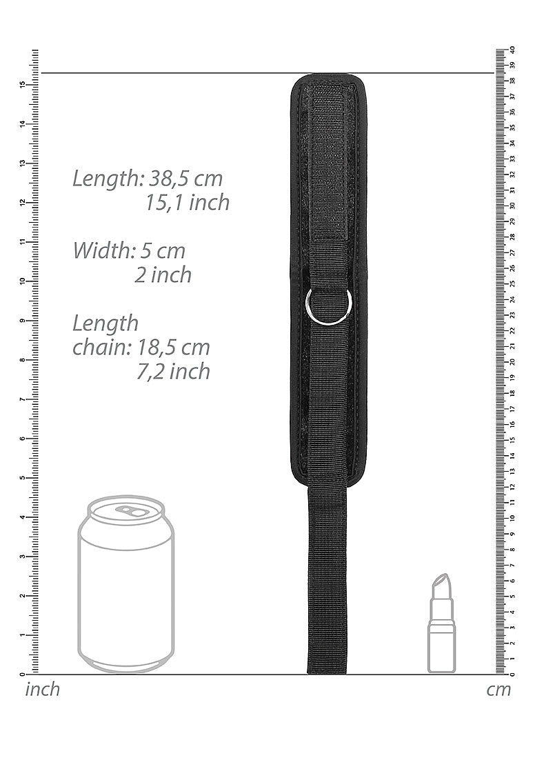 Ouch! Velvet Adjustable Ankle Cuffs With Velcro Straps Black