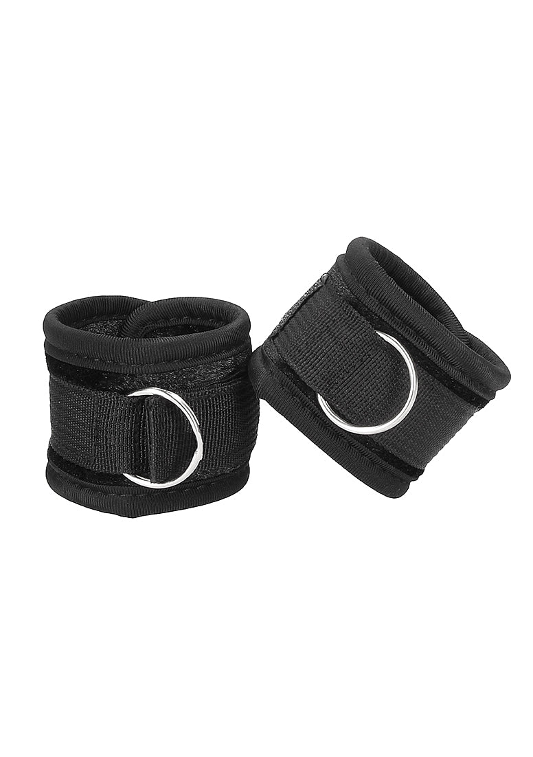 Ouch! Velvet Adjustable Ankle Cuffs With Velcro Straps Black
