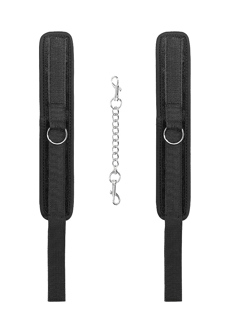 Ouch! Velvet Adjustable Ankle Cuffs With Velcro Straps Black