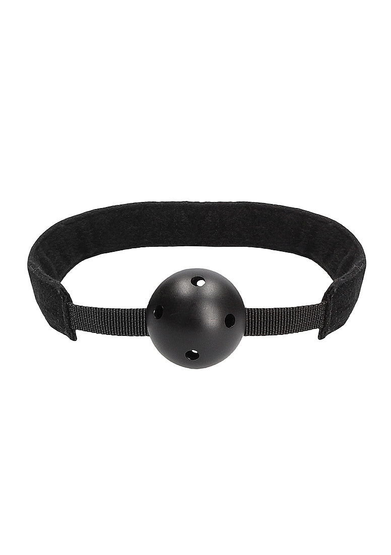 Ouch! Velvet Adjustable Breathable Ball Gag With Velcro Straps Black