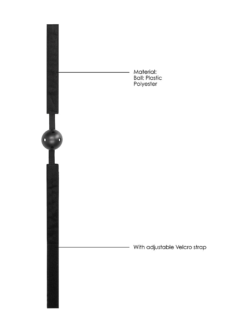 Ouch! Velvet Adjustable Breathable Ball Gag With Velcro Straps Black