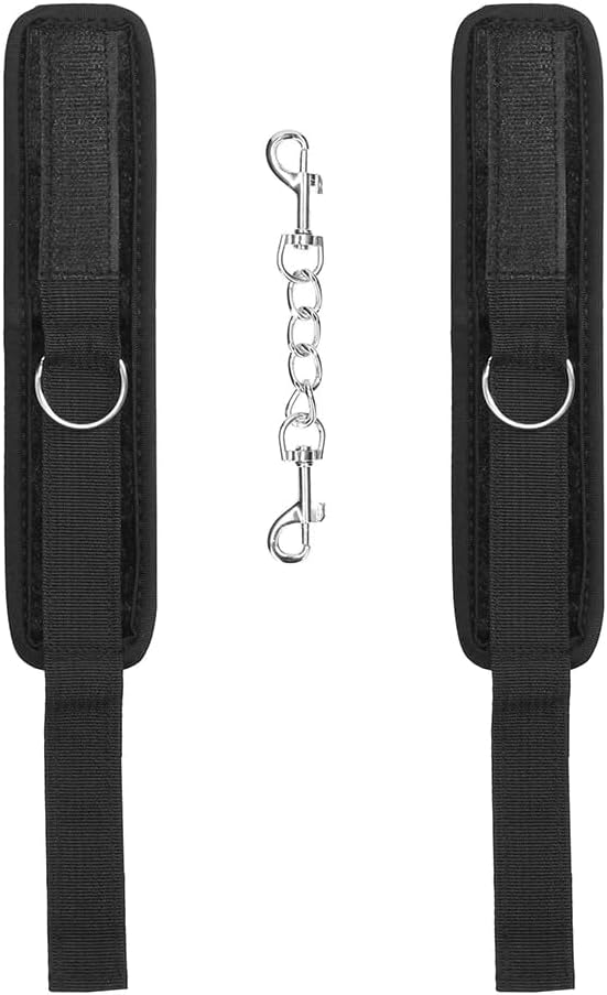 Ouch! Velvet Adjustable Wrist Cuffs With Velcro Straps Black