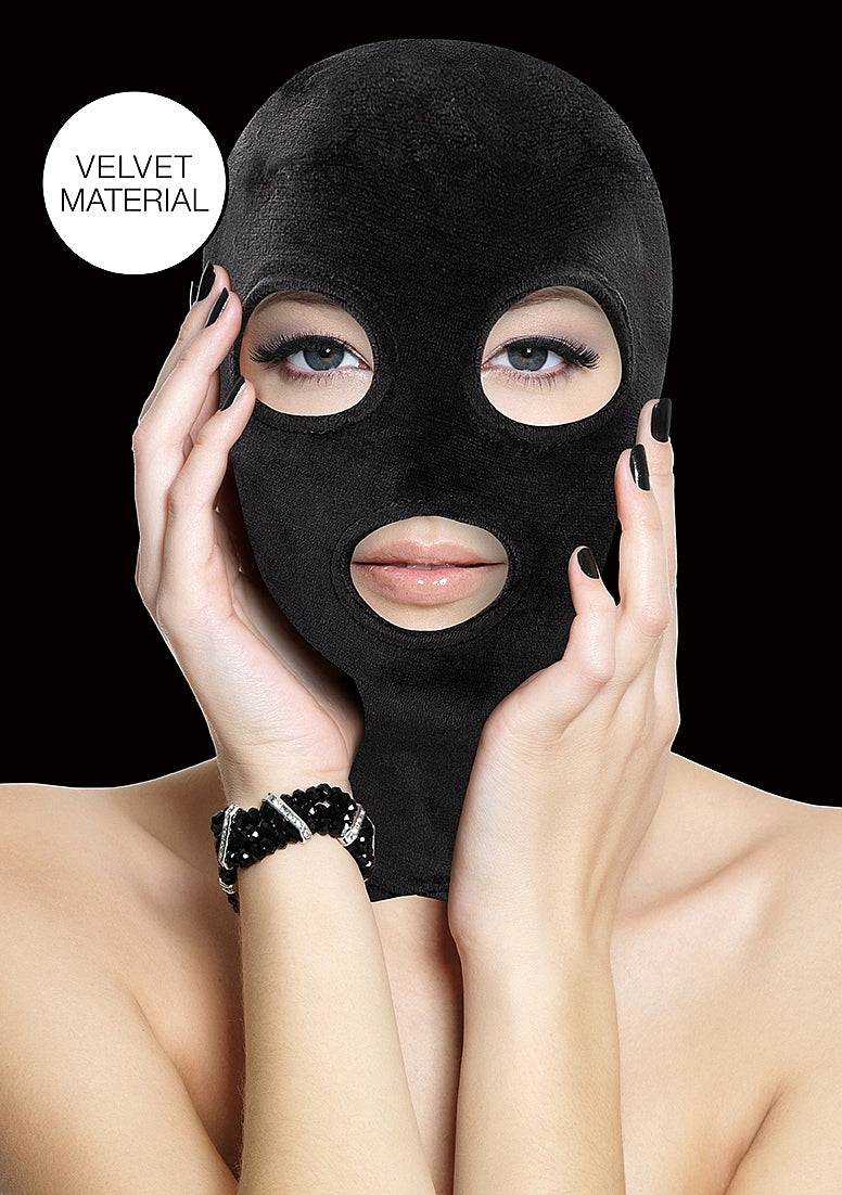 Ouch! Velvet Full-Head Mask With Eye and Mouth Opening Black