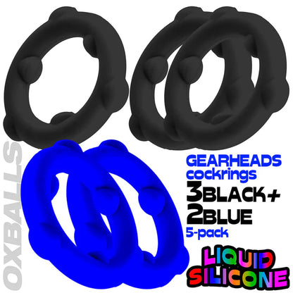 Oxballs Gearheads 5-Pack Spinner Rings Blue/Black
