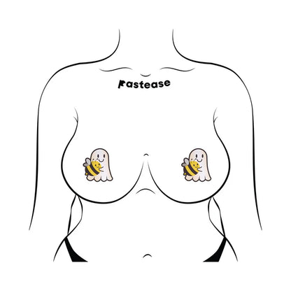 Pastease Boo-Bee Pasties: Kawaii Ghost with Bee Friend Nipple Covers