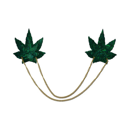 Pastease Chains: Shattered Glass Disco Ball Green Weed with Gold Chain Pasties