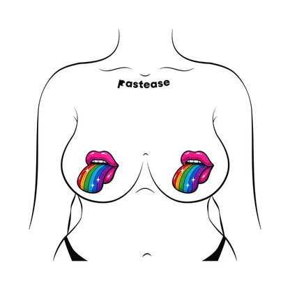 Pastease Taste the Rainbow Sparkling Tongue Out Breast Covers