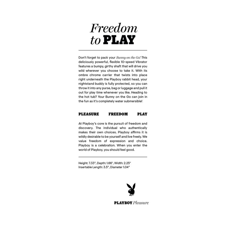 Playboy Bunny On The Go Travel Vibrator 10-Speed Waterproof