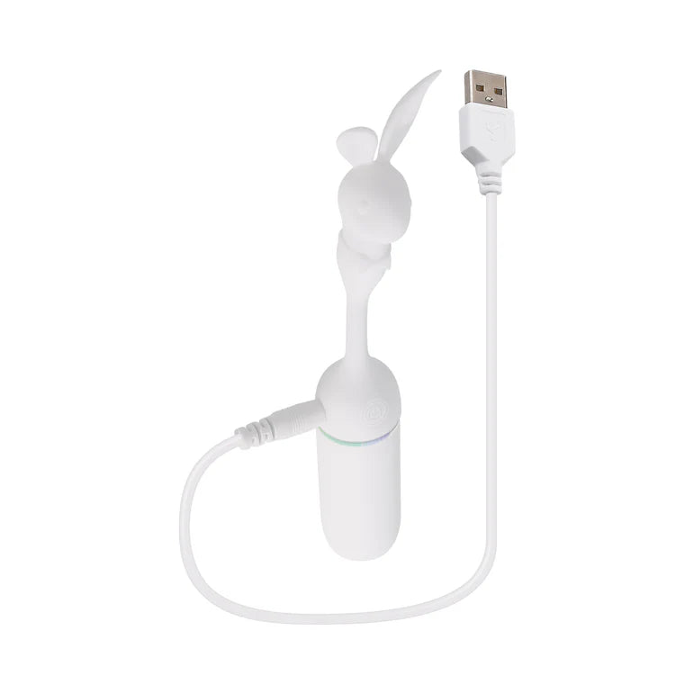 Playboy Lucky Charm White Dual-Ended Rabbit Vibrator