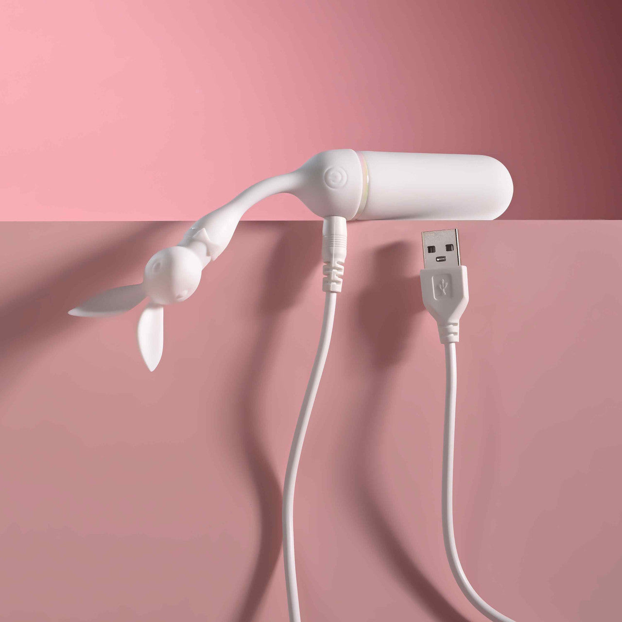 Playboy Lucky Charm White Dual-Ended Rabbit Vibrator