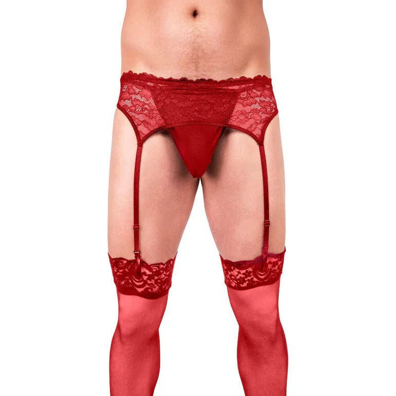 Prowler Lace Garter Set Red XL