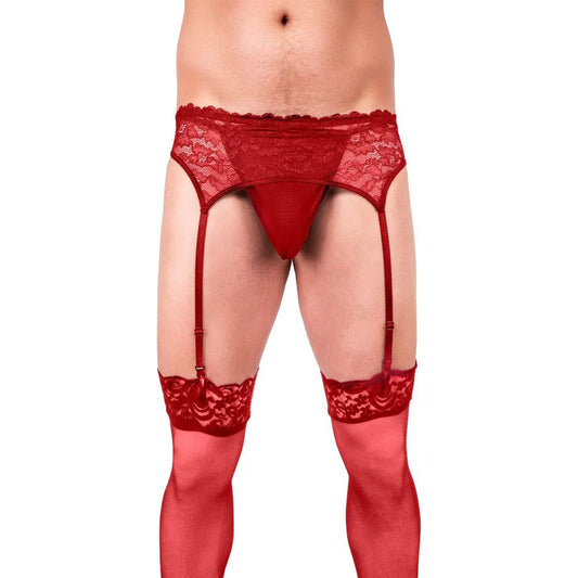 Prowler Lace Garter Set Red XL