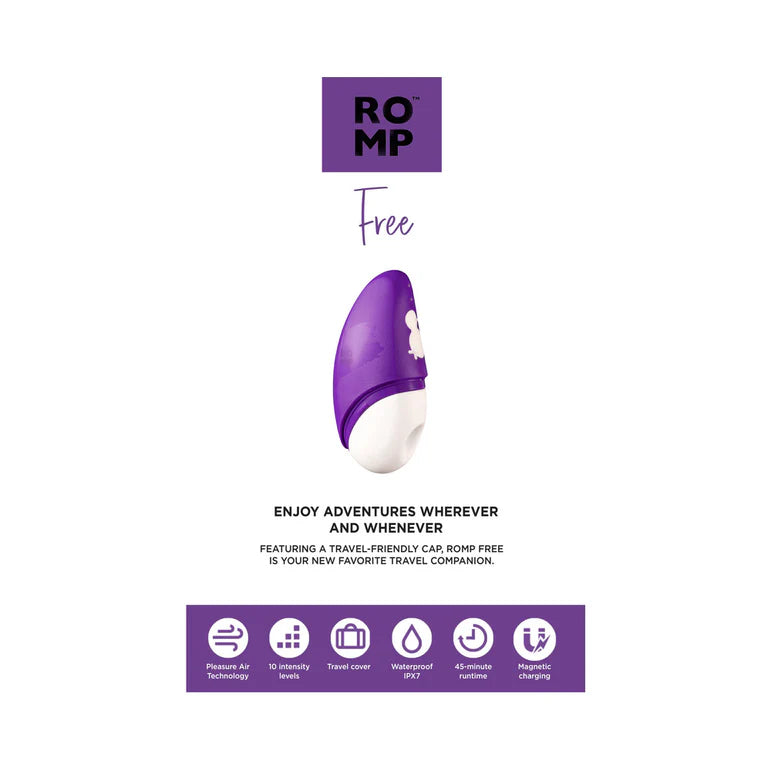 ROMP Free Rechargeable Silicone Pleasure Air Clitoral Vibrator Purple