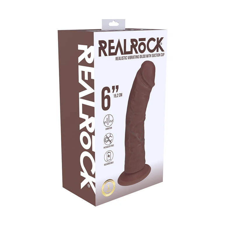 RealRock 6 in. Vibrating Cock Curved Brown