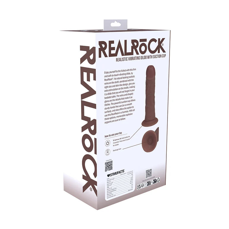 RealRock 6 in. Vibrating Cock Curved Brown