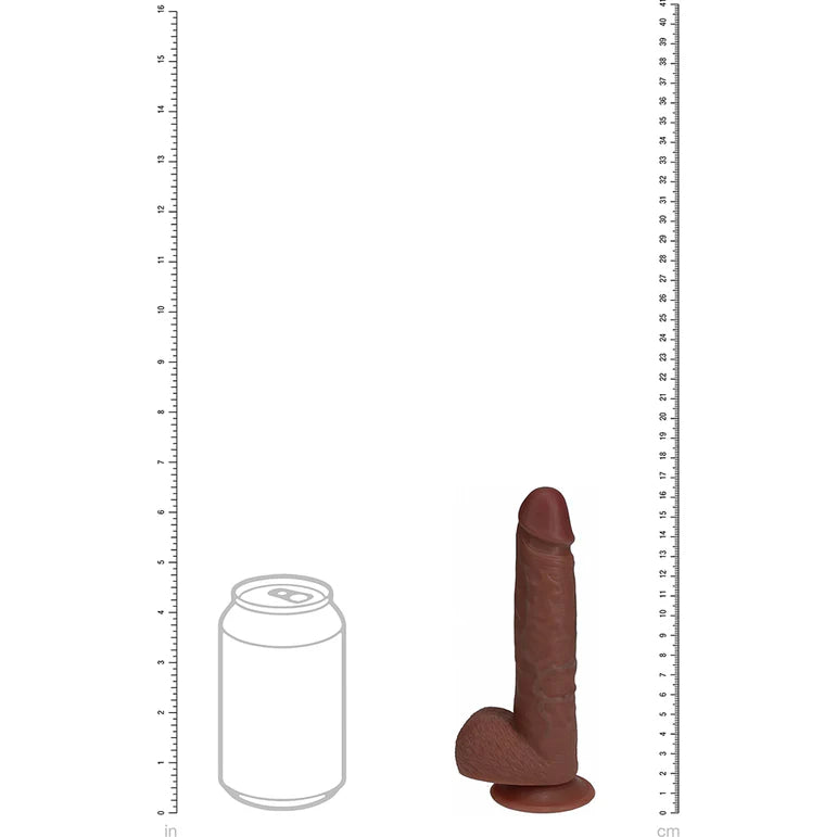 RealRock 7 in. Vibrating Cock with Balls Straight Brown
