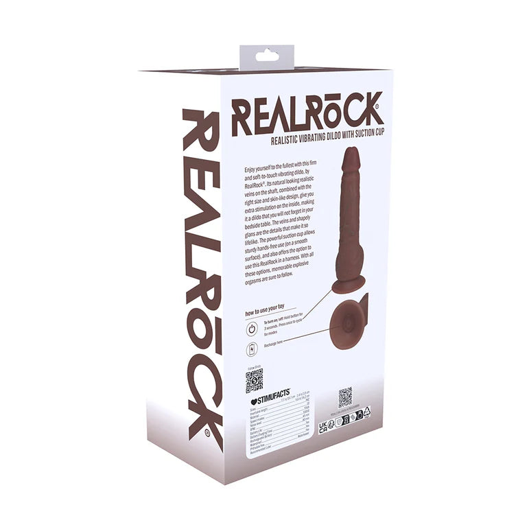 RealRock 7 in. Vibrating Cock with Balls Straight Brown