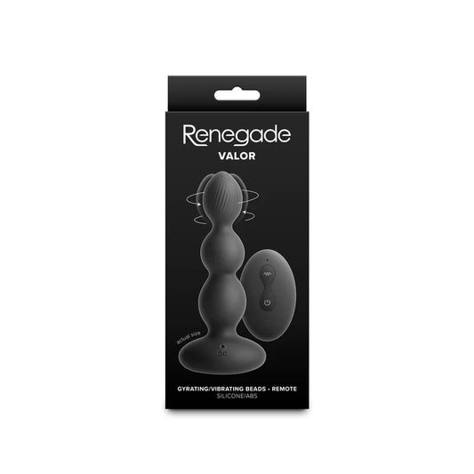 Renegade Valor Black Vibrating Anal Bead Plug with Remote