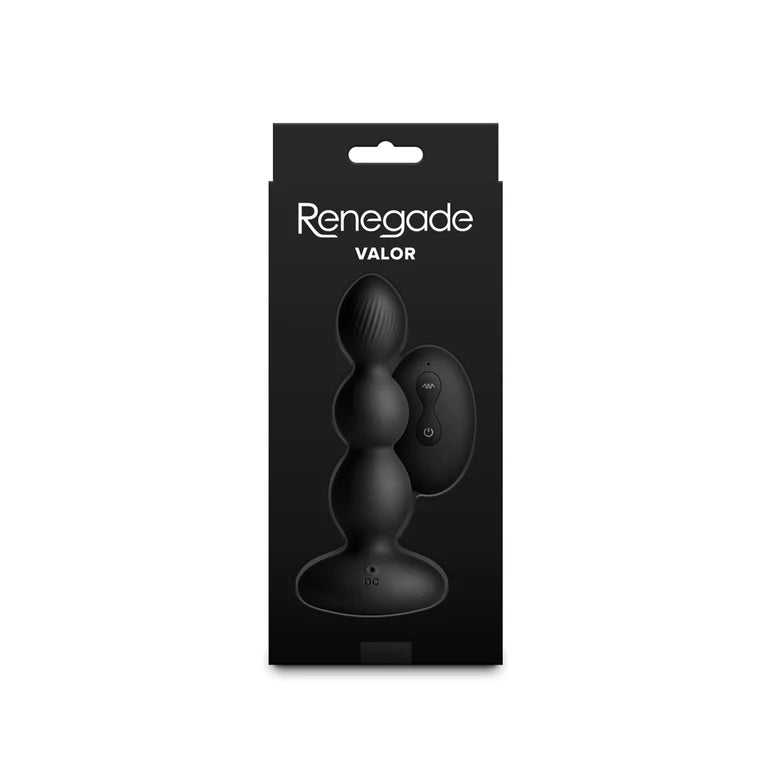 Renegade Valor Black Vibrating Anal Bead Plug with Remote
