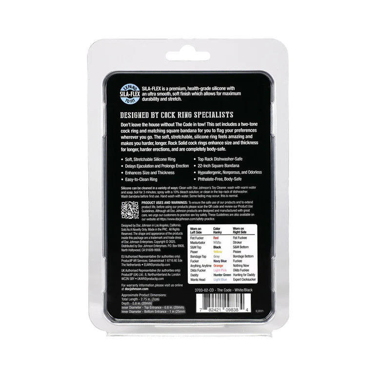 Rock Solid The Code Silicone C-Ring with Bandana White/Black