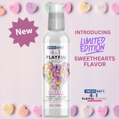 Swiss Navy 4 in 1 Playful Flavors Limited Edition Sweet Hearts 4 oz.