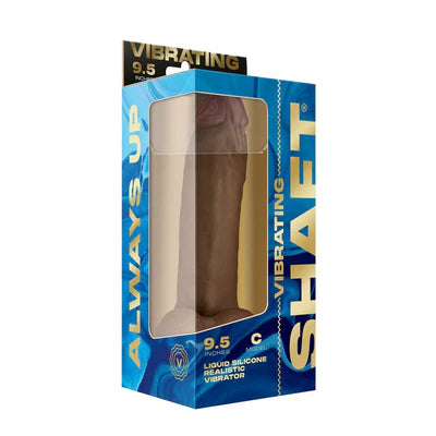 Shaft Vibrating Model C: 9.5 in. Dual Density Silicone Dildo Oak