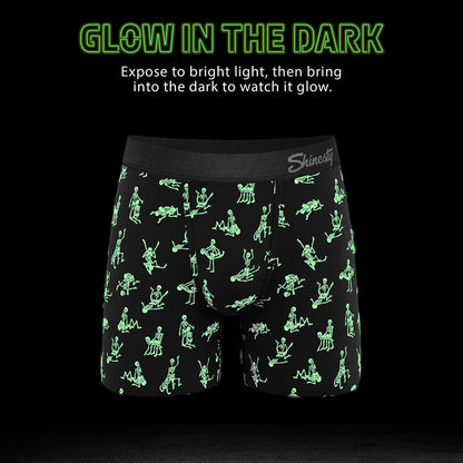Shinesty The Bare Back Bones Glow-in-the-Dark Skeletons Ball Hammock Pouch Underwear with Fly S