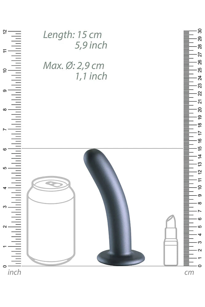 Shots Ouch! Smooth Silicone 6 in. G-Spot Dildo Gunmetal