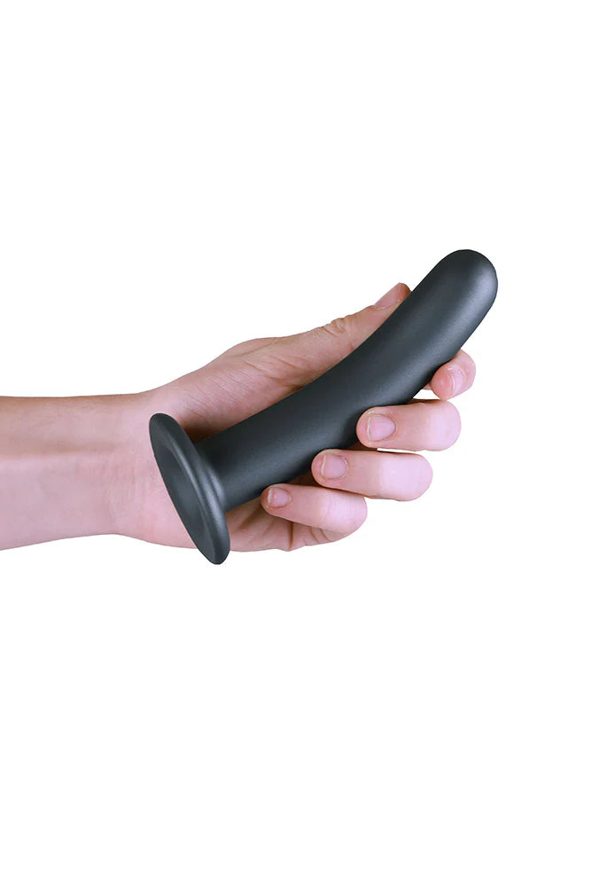 Shots Ouch! Smooth Silicone 6 in. G-Spot Dildo Gunmetal