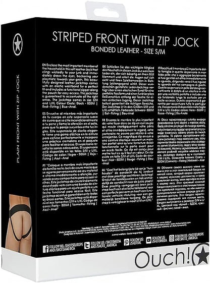 Shots Premium Leather Plain Front Zip Jock Black S/M Hanging