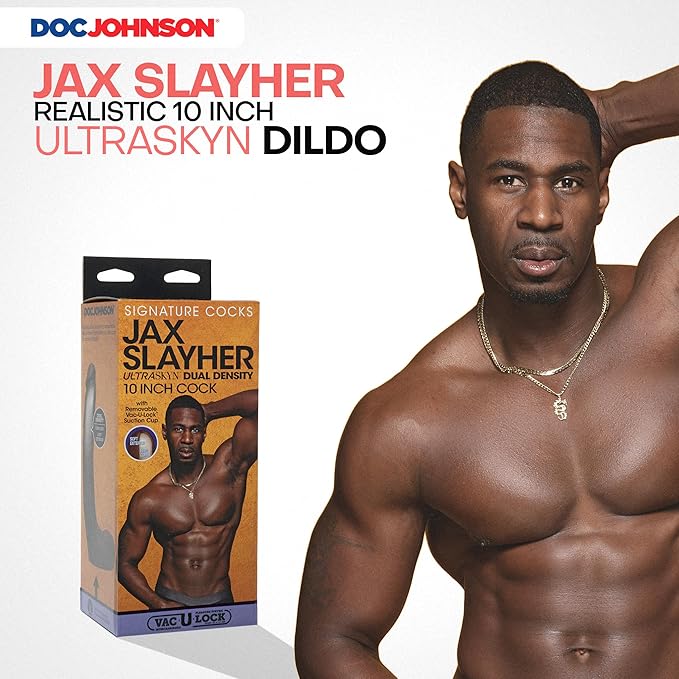 Signature Cocks Jax Slayher 10 Inch ULTRASKYN Cock with Removable Vac-U-Lock Suction Cup Chocolate
