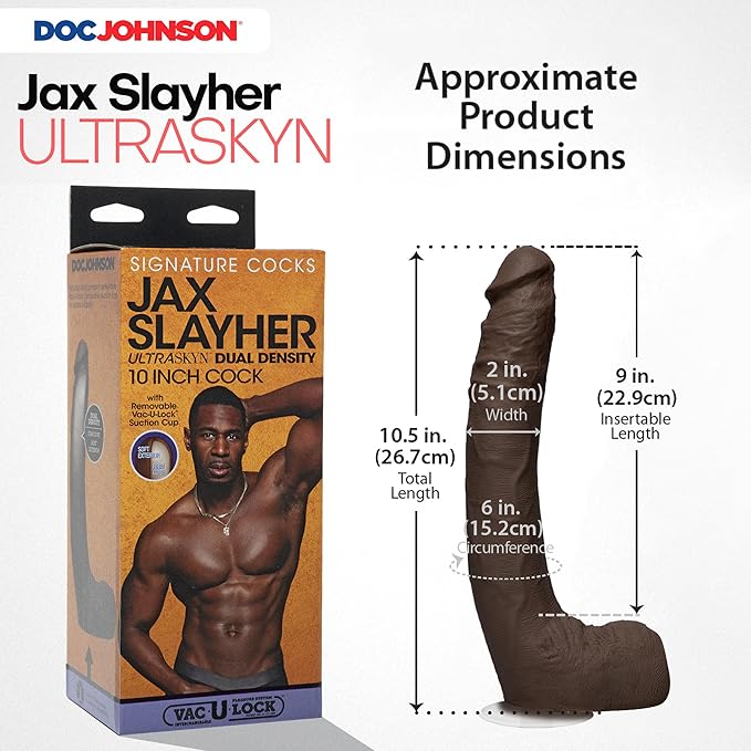 Signature Cocks Jax Slayher 10 Inch ULTRASKYN Cock with Removable Vac-U-Lock Suction Cup Chocolate